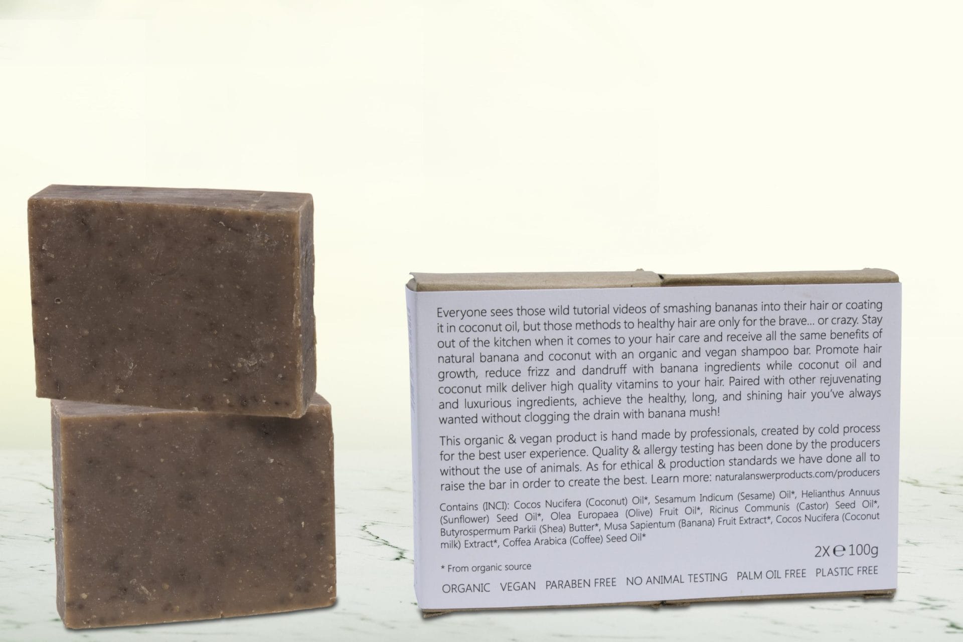 Natural Answer - Organic shampoo bar for women - Banana & Coconut - rear view