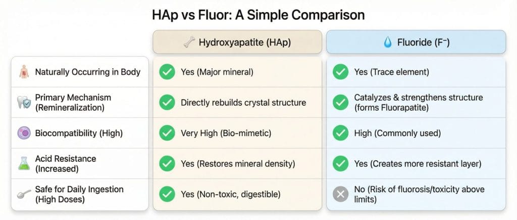 hydroxyapatite vs fluor comparaison