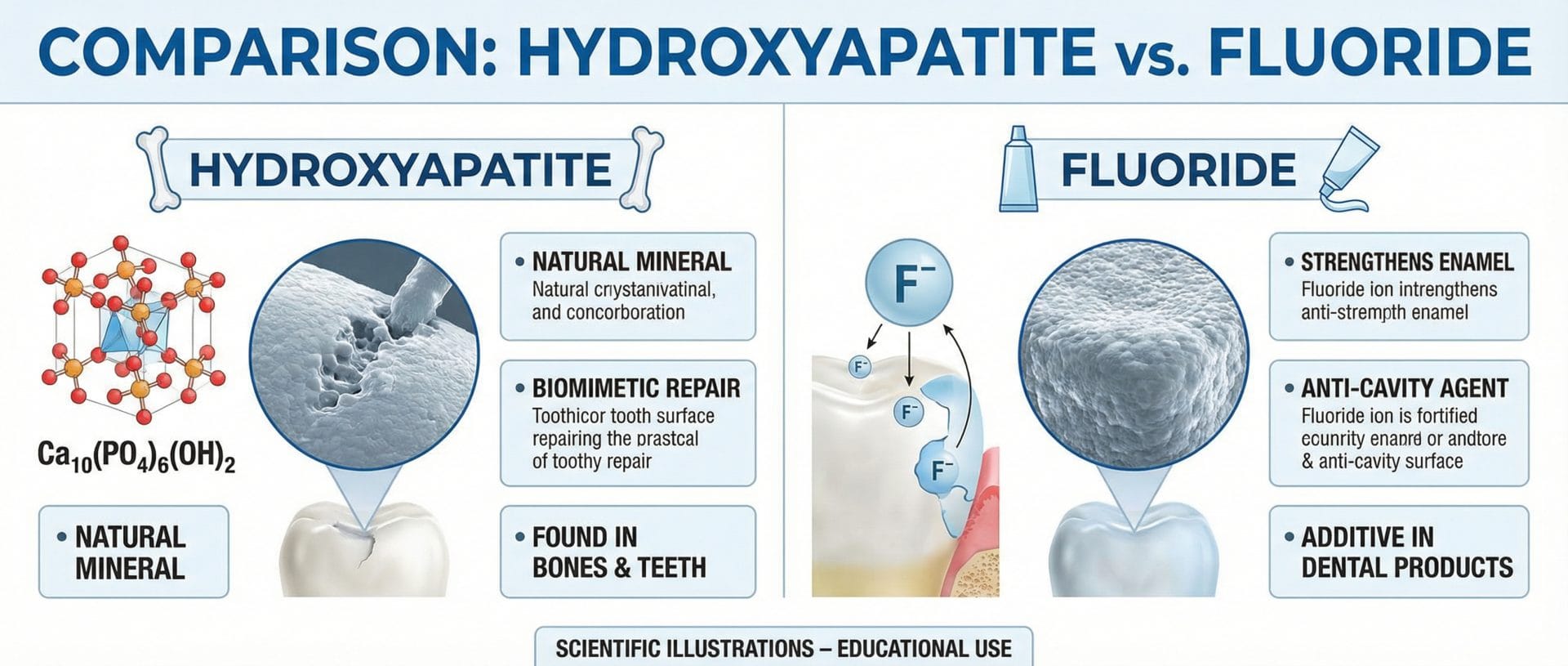 Infografik: Hydroxyapatit vs Fluorid im direkten Vergleich