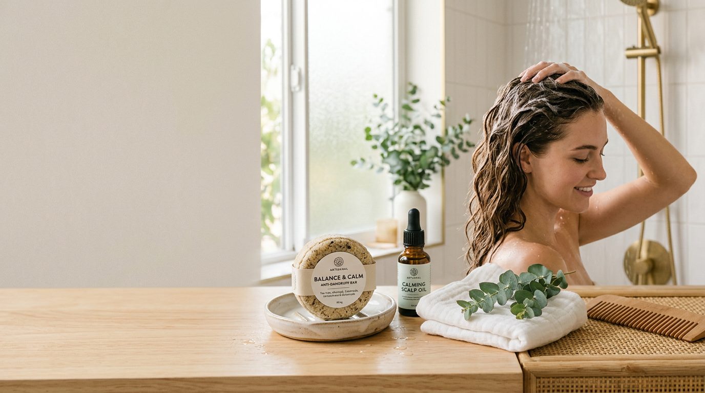 Using a shampoo bar for dandruff — correct application for scalp health