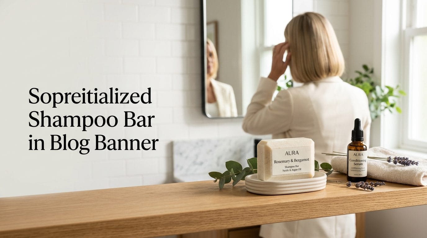 Professional woman with polished hair from a natural shampoo bar for office settings
