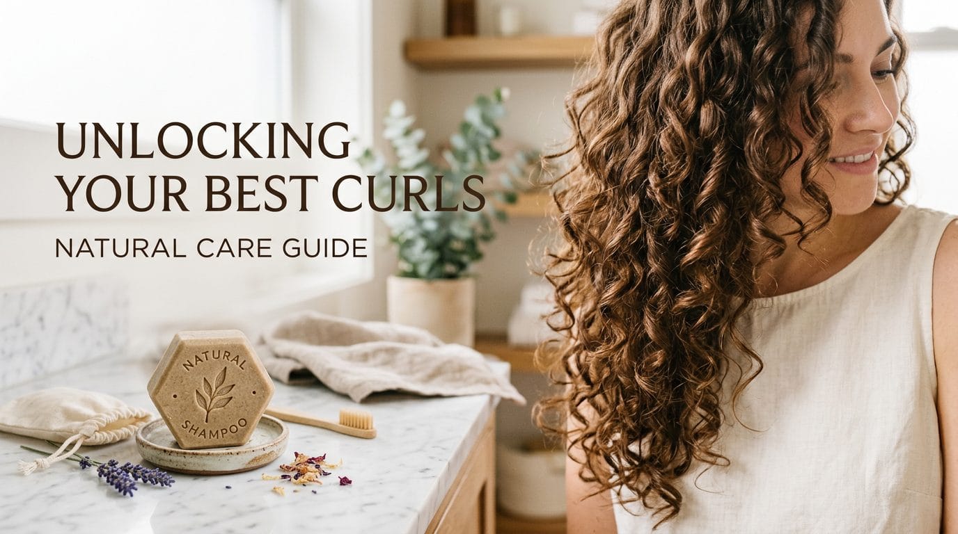 Beautiful curly hair with natural shampoo bar