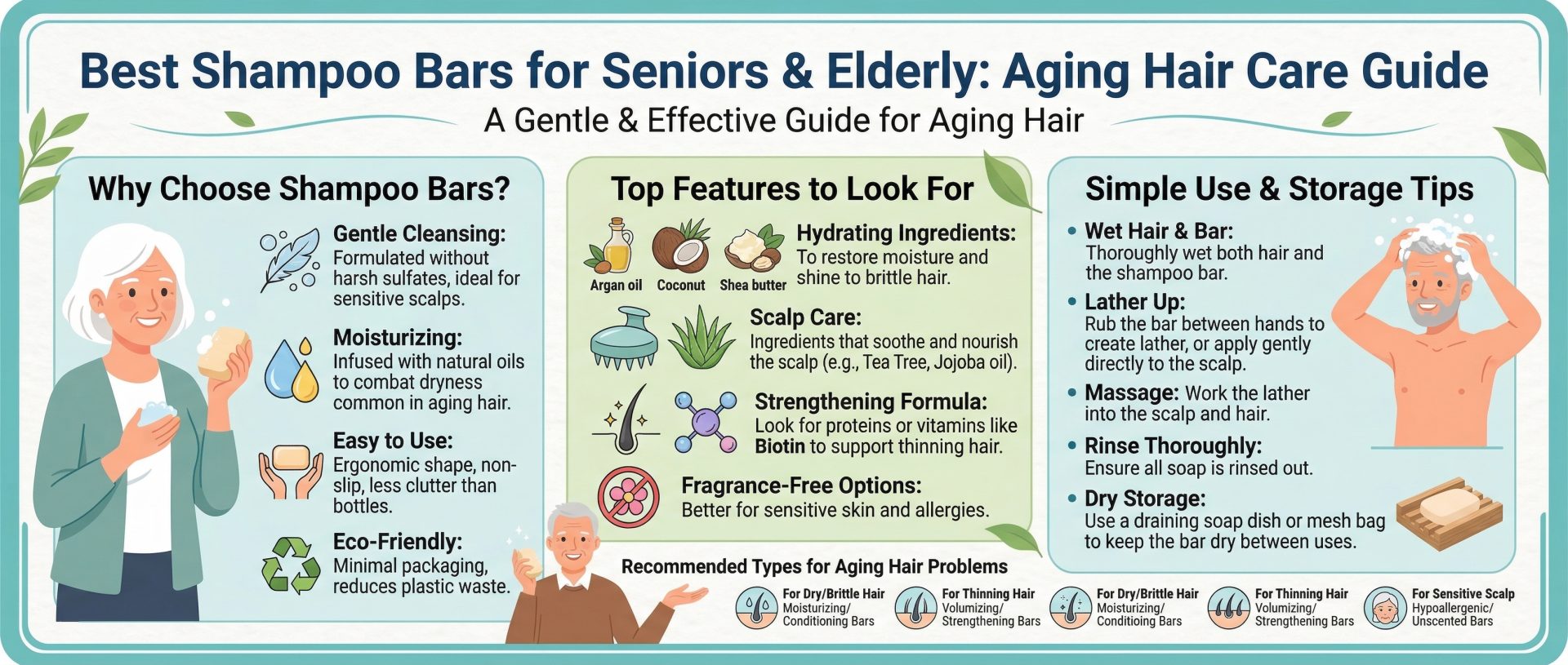 Infographic: best shampoo bars for senior or elderly aging hair