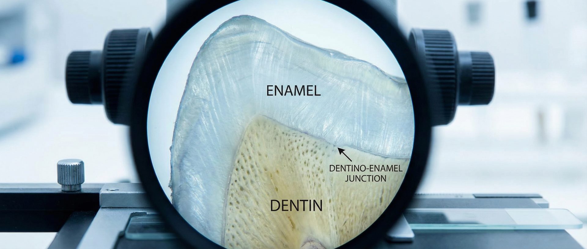 The tooth structure under a microscope