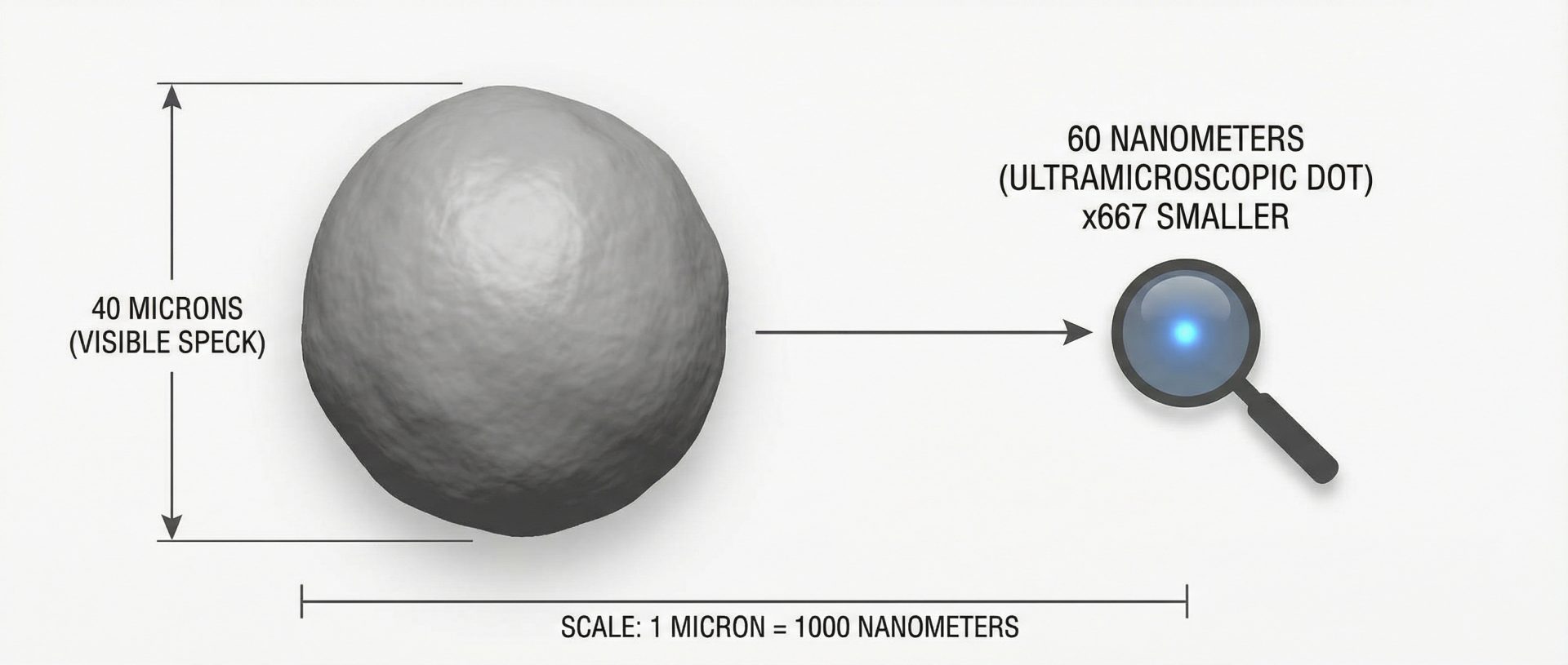 Size comparison, nano versus micron hydroxyapatite powder