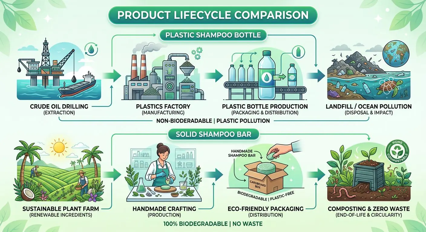Environmental impact comparison: shampoo bars vs liquid shampoo carbon footprint