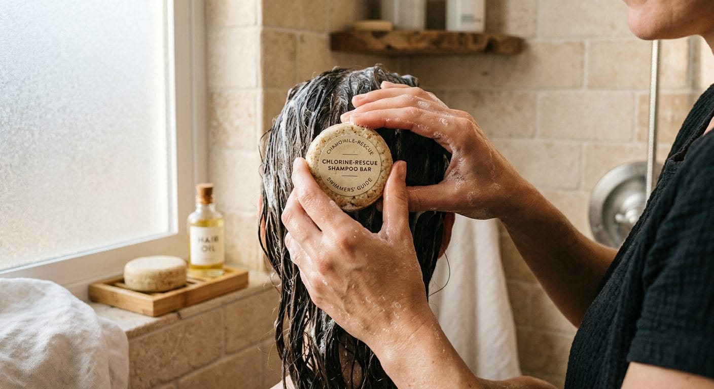 Chelating ingredients in shampoo bars help remove chlorine and mineral buildup from hair