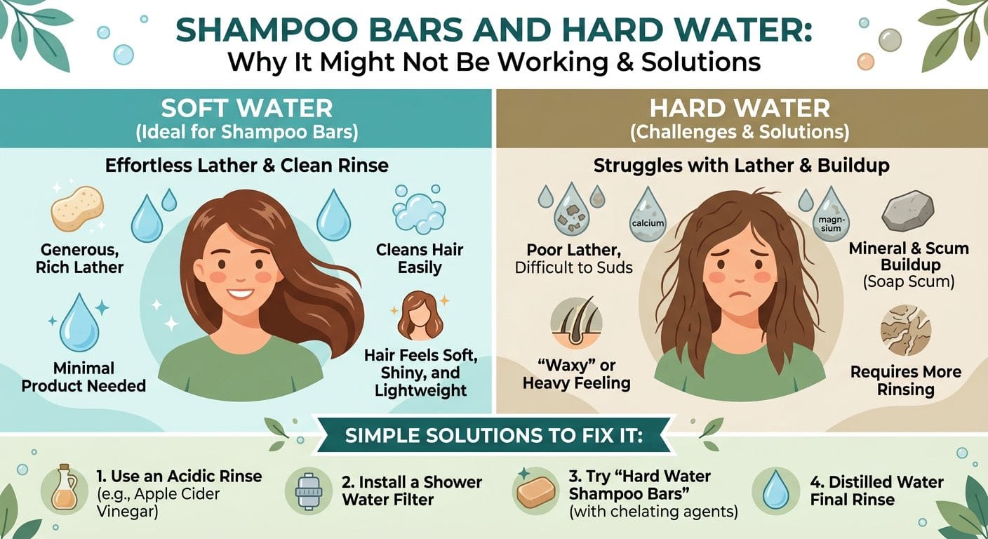 Transitioning between water types with a shampoo bar — adjusting routine for soft or hard water