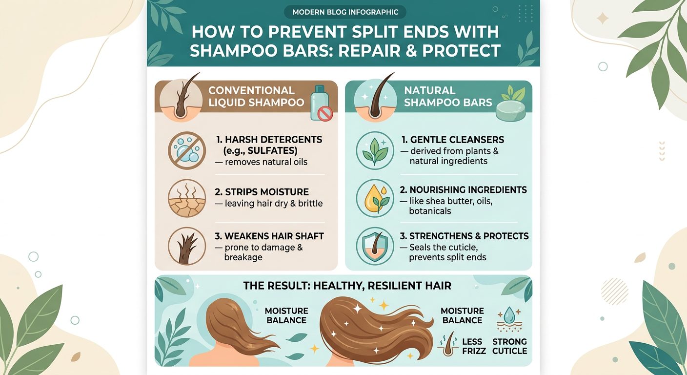 Ingredients that help prevent split ends in shampoo bars