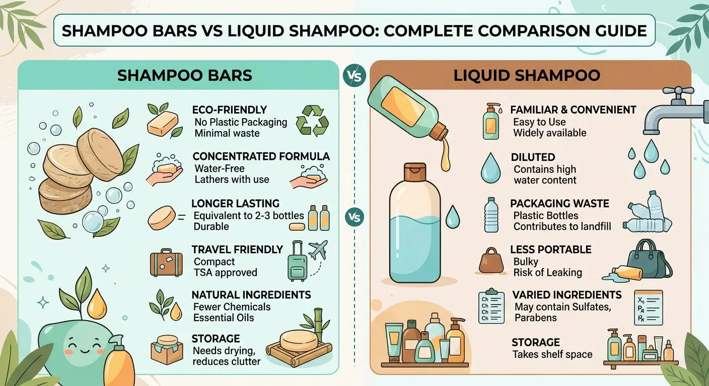 Per-wash carbon footprint: shampoo bar vs liquid bottle comparison