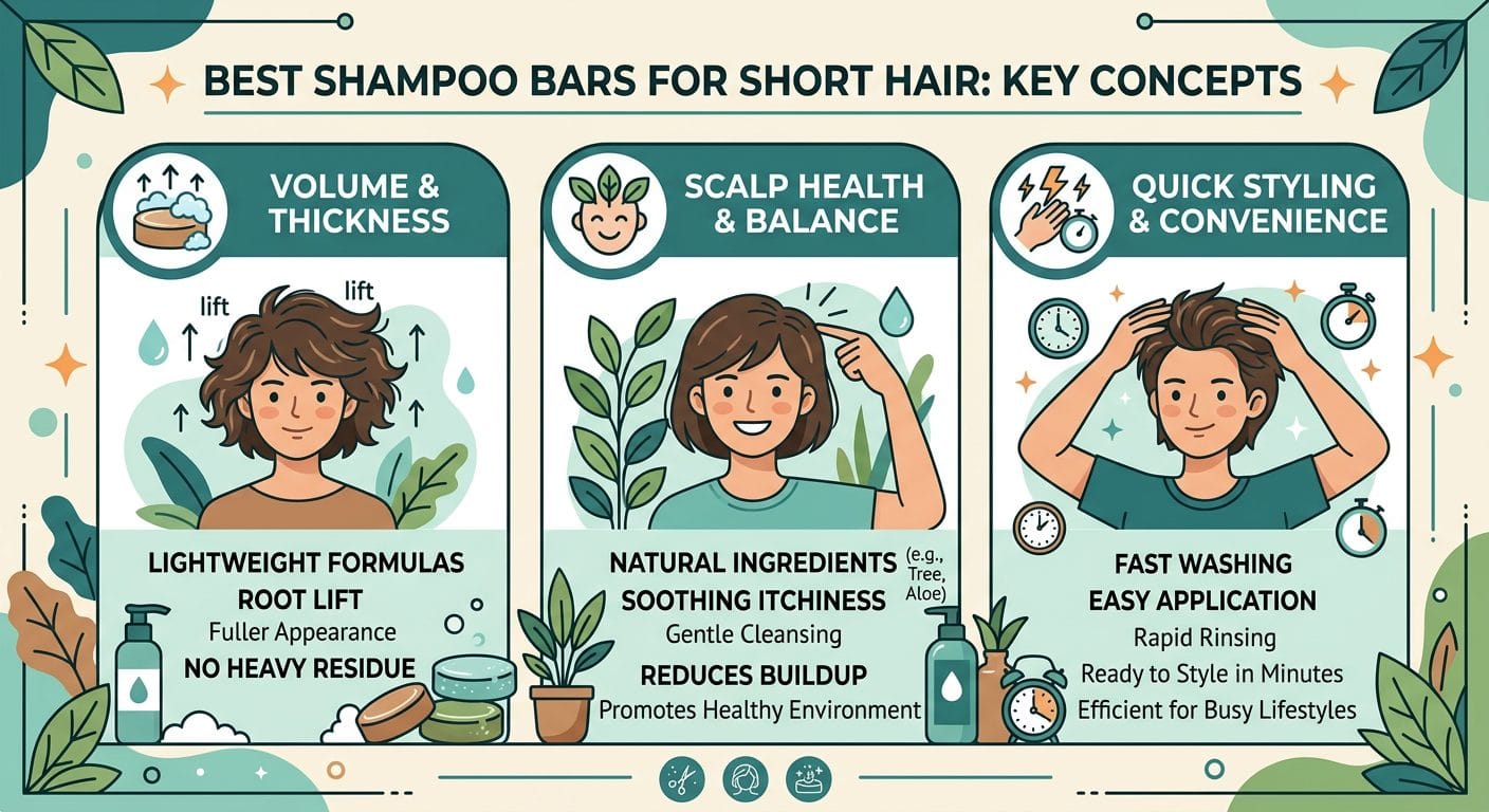 Infographic: best shampoo bar ingredients for short hair volume and scalp health