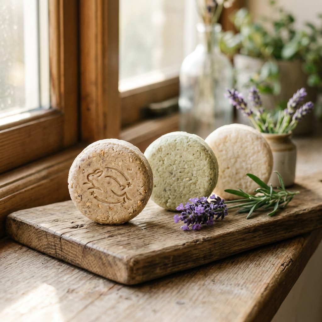 Cruelty-free vegan shampoo bars made without animal testing or animal ingredients