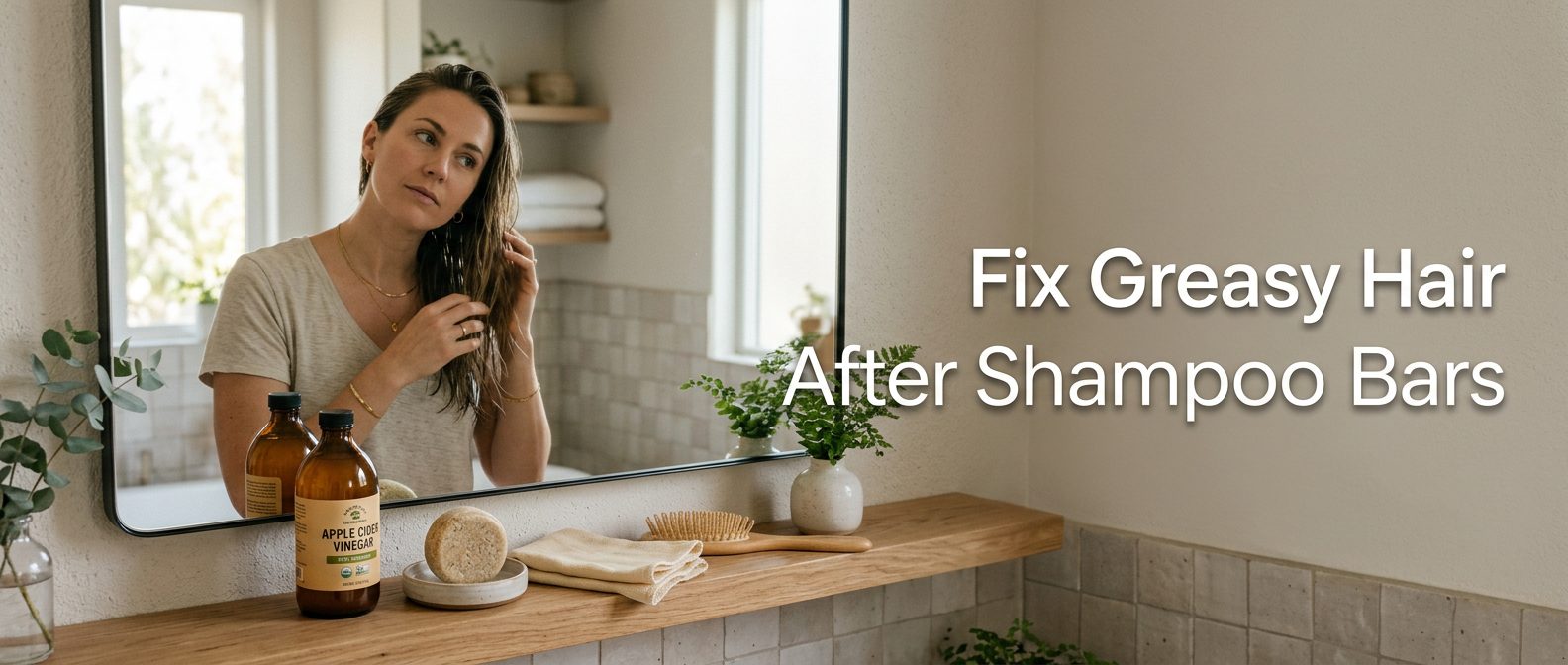 Hard water mineral buildup causing greasy hair from shampoo bars
