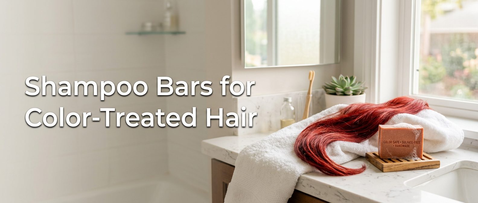 Applying cold-process shampoo bar to color-treated hair — gentle cleansing without sulfates
