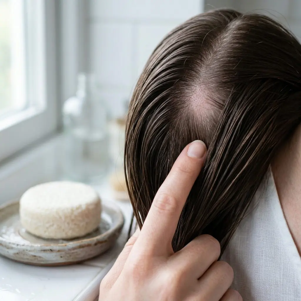 Natural shampoo bars for clearing scalp acne with plant-based oils and ACV rinse method