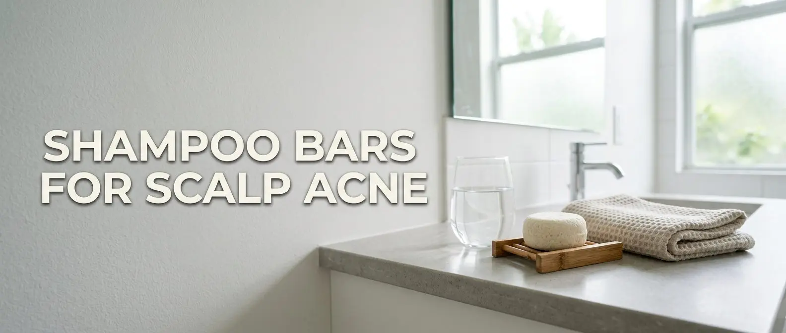 Applying cold-process shampoo bar to scalp — step in the acne-clearing routine