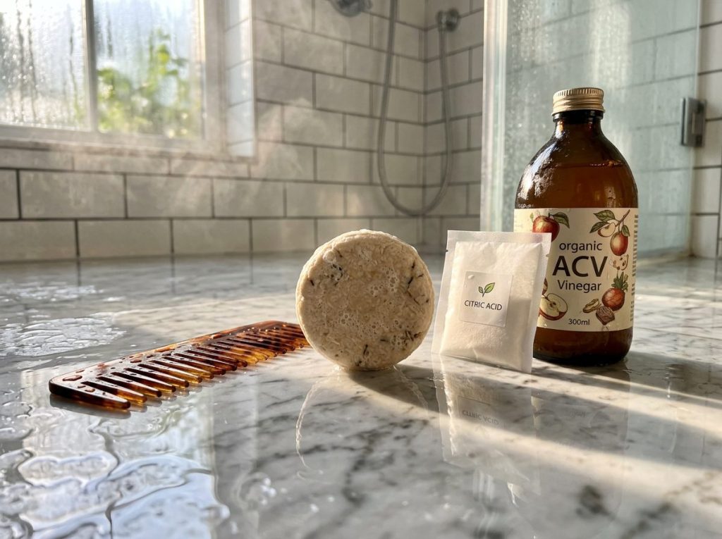 An unscented cold-process shampoo bar next to a small towel — safe choices for washing a baby or toddler's hair