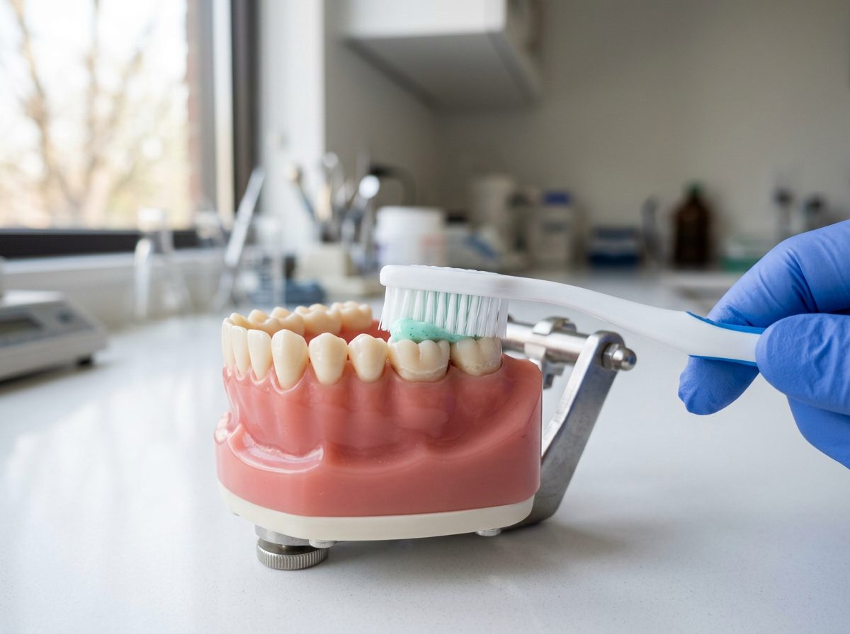 Hydroxyapatite particles sealing open dentin tubules in a sensitive tooth